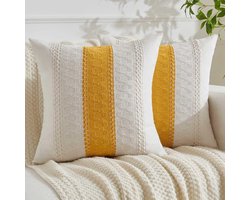 Boheemse Kussenhoezen - Set van 2 - 45x45 cm - Katoen/Linnen/Polyester