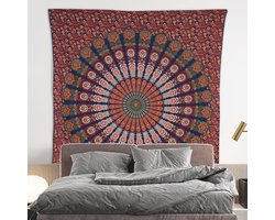 Boheemse psychedelische mandala wanddecoratie en beddengoed, queensize (215 x 230 cm)