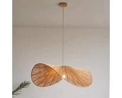 Boheemse Rotan Kroonluchter, Moderne Stijl Kroonluchter, Geschikt Voor Boerderij Slaapkamer, Woonkamer En Eetkamer (Diameter 40cm, E27 Lamphouder Warm Licht, Linnen Natuurlijke Kleur)