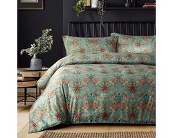 Bohemian beddengoed 135 x 200 cm, 2-delige boho beddengoedset, renforcé, vintage, bloemen, omkeerbaar beddengoed, zachte microvezel, dekbedovertrek met vaste en kussensloop 80 x 80 cm,