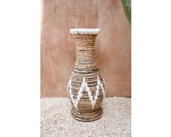 Bohemian Hoge Vaas - L - Handgemaakt van Bananenbladeren en katoen - Bali Lifestyle Store