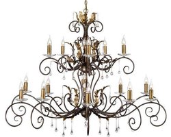 Bohemian Kroonluchter - Steady Lighting - Metaal - Bohemian - E14 - L: 125cm - Voor Binnen - Woonkamer - Eetkamer - Brons