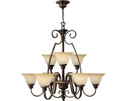 Bohemian Kroonluchter - Steady Lighting - Metaal - Bohemian - E27 - L: 66cm - Voor Binnen - Woonkamer - Eetkamer - Bruin