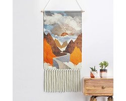 Bohemian Macrame Wanddecoratie voor Appartement en Slaapkamer - Kleurrijk Tapestry