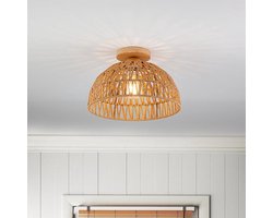 Bohemian Stijl Daklamp - Diameter 30cm - Vintage Geweven Armatuur - Ingebouwde Plafondverlichting - Vintage Slaapkamer Daklamp - Geschikt Voor Dorm / Woonkamer / Slaapkamer / Eetkamer (Geel)