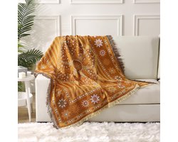 Bohemian Stijl Dekens - Geweven Plaid voor Bank en Bed - 50x60 Inch - Vintage Patroon - Zachte Katoen Mix - Binnen Buiten Gebruik - Strand Picknick Decor - Franjes Rand - Machinewasbaar - Hippie Woonstijl