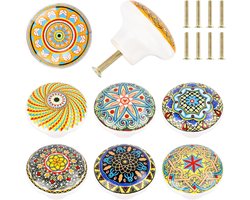 Bohemian Stijl Keramische Knoppen voor Meubels, 39mm Ronde Ladeknoppen, Diverse Patronen voor Kasten en Dressoirs, Perfect voor Interieurdecoratie