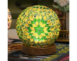 Bohemian Stijl Nachtlamp Glas Tafellamp met USB Aansluiting (15.5 x 12.5 cm)