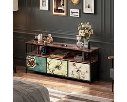 Bohemian TV-meubel met LED Verlichting - 108 cm - met 3 Gekleurde Lades - Industrieel