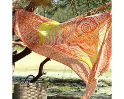 Bohemida - XXL Groot Vakantie Strandlaken -tweepersoons 220x235cm Ibiza Strandkleed - 100% Katoen - Geel / Oranje/ Ombre - Sneldrogende Strandlakens