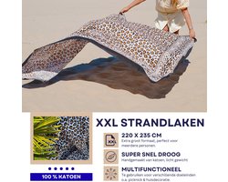 Bohemida XXL Strandlaken 220 x 235 - Extra groot vakantie Strandkleed - Picknick Kleed- Lichtgewicht 100% Duurzaam Katoen-Extra groot vakantie Strandlaken- Leopard Panter - (Zwart Bruin & Wit) Bohemida - Boho Ibiza Mandala - Sneldrogend kleed