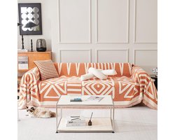 Boho Chenille L-vormige Bankhoes voor 2- of 3-zits Bank - Wasbare Bankhoezen met Kwastjes en Meubelbeschermer - 180 x 300 cm