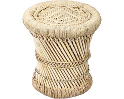 Boho decoratieve bamboe bijzettafel 30 cm - ideaal voor terras, tuin en balkon