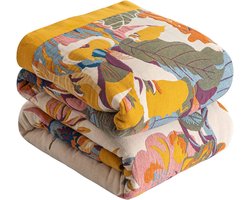 Boho deken - 100% katoen - oranje/groen - 200 x 230 cm