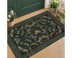 Boho Deurmat Binnen - Donkergroen Kleine Vloermat - Wasbaar, Antislip en Vlekbestendig - Makkelijk Schoon te Maken - Voor Keuken en Badkamer, 60×90cm