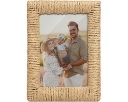 Boho Fotolijst 5x7 met Rotan en Natuurlijk Touw - Wand- en Tafelmodel