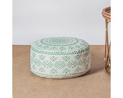 Boho Geometrisch Ontwerp Hockerhoes met Handgreep voor Woonkamer, Slaapkamer en Patio