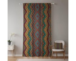 Boho gordijn met geometrisch patroon - ondoorzichtig - 1 stuk - 107 x 160 cm - polyester