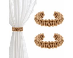 Boho Gordijnhouders Set van 2, Gevlochten Decoratieve Gordijnklemmen voor Woonkamer en Slaapkamer, Ideaal voor Lichte Gordijnen en Landelijke Decoratie