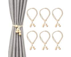 Boho Gordijnhouders Set van 6, Verstelbare Handgeweven Katoenen Rope voor Woonkamer, Kantoor en Slaapkamer Decoratie