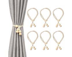 Boho Gordijnhouders Set van 6 - Verstelbare Handgeweven Katoenen Ropes voor Woonkamer, Kantoor en Slaapkamerdecoratie