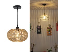 Boho Hanglamp met Rotan Lampenkap - Natuurlijke Eettafel Hanglamp - 1 stuk - Natuurlijke kleur - Rotan
