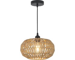 Boho Hanglamp met Rotan Lampenkap - Rustieke Plafondlamp voor Woonkamer, Eetkamer en Slaapkamer