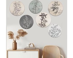 Boho houten wanddecoratie - minimalistische muurkunst - 1 stuk - natuurlijk hout - rond