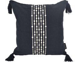 Boho Kaya Black Kussenhoes | Katoen | Ibiza Kwastje | 40 x 40 cm