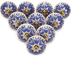 Boho Keramische Kastknoppen - Decoratieve Meubelhandvatten voor Dressoirs en Keukens - Set van 10