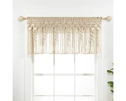 Boho Macrame Geweven Katoenen Gordijn en Wanddecoratie 20" L x 50" W - Neutraal