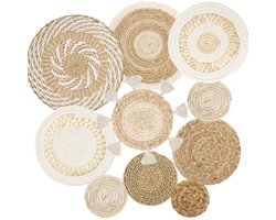 Boho muurdecoratie, rotan geweven muurmand, decoratie, handgemaakte zeegras, ronde geweven mand, muurdecoratie, Boheemse macramé, muurkunst, decoratie voor woonkamer, slaapkamer, boerderij,