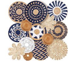 Boho muurmanden set - Handgemaakte zeegras wanddecoratie met rustieke charme