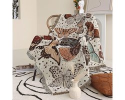 Boho, omslagdeken, omkeerbaar, katoen, bohemian tapijt, hippie, kamerdecoratie, tapijt, bed, stoel, bank, afdekking, dubbelzijdig (maand mottenprint, 127 x 152 cm)