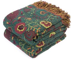 Boho Plaid voor Bed - 100% Katoen Ultra Zacht - Rustieke Quilt voor Alle Seizoenen