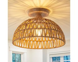 Boho Rotan Kroonluchter / Plafondlamp - Natuurlijke Houten Plafondlamp In Landelijke Stijl - Voor Slaapkamer Keuken