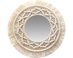 Boho Spiegel - Wanddecoratie Spiegel - Woonkamer Verfraaien - Met Katoenen Touw - 39.7 x 35.7 cm - Niet gespecificeerd
