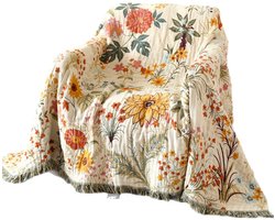 Boho-sprei- 100% katoen- voor het hele jaar door bruikbaar- geschikt voor eenpersoonsbed- 150 x200cm-knuffeldeken- omkeerbare deken voor bed- bank en woonkamer- cadeau-idee voor familie en vrienden