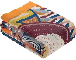 Boho-stijl sprei 150 x 200 cm, dekens met patronen, katoen geweven bankdeken, fauteuildeken, omkeerbare deken voor tv of dutje op de stoel, eenpersoonsbed