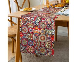 boho style assorted vintage luxe oranje rood home eettafel boho nerf jacquard tafelkleed - waterdicht - luxe feestelijke party bruiloftsreceptie restaurant decoratie linnen - premium kwaliteit tafelloper - decoratief - feestelijk kerstmis 33 x 183 cm
