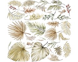 Boho Style Wandsticker - Zelfklevende Wanddecoratie voor Slaapkamer - Woonkamer - Badkamer - Muurtattoo - Planten voor Oogstrelende Wanddecoratie