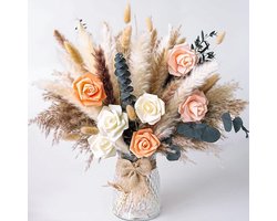 Boho Tafeldecoratie - Pampasgras Opstelling - Woonkamer Aankleden - Onderhoudsvrije Kunstbloemen - Niet gespecificeerd - Bruin