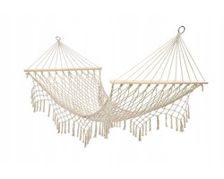 Boho Tuinhamak Ecru 200cm - Max 250kg met Houten Standaard