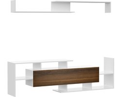 Boho TV-meubel met planken, 4 laden en metalen poten, voor tv's tot 50 inch, 120x39x64 cm, bruin