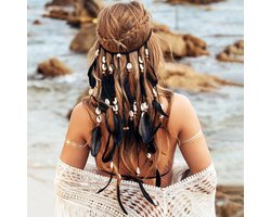 Boho Veer Hoofdband Schelpen Hippie Indian Hoofdtooi Festival Haaraccessoires
