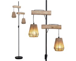 Boho-vloerlamp met rotan lampenkappen en ON/OFF schakelaar voor woonkamer en kantoor
