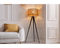 Boho vloerlamp WENEN 142 cm natuurlijk zwart Weens geweven metalen driepoot vloerlamp - 42807