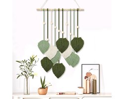 Boho wanddecoratie - natuurlijke charme - 1 stuk - katoen en hout - 85 x 40 cm