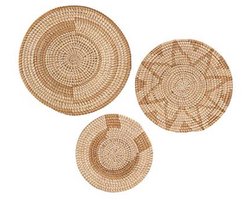 Boho Wanddecoratie Set van 3 - Natuurlijke Woven Wandmanden voor Muurdecoratie en Opslag