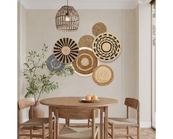 Boho wandmand - Rotan wanddecoratie - Handgemaakt - Zwart